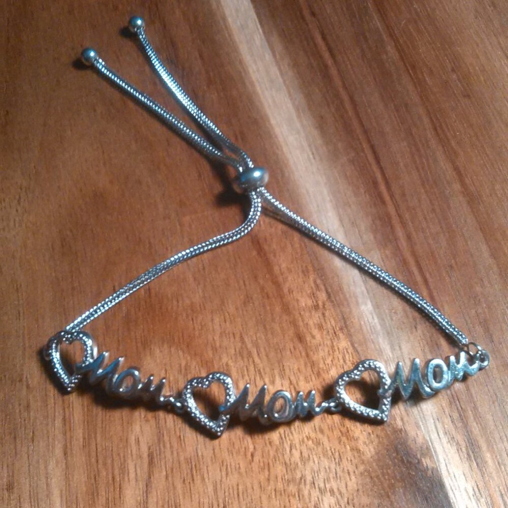 Genuine White Diamond Accent Boho Mom Bracelet